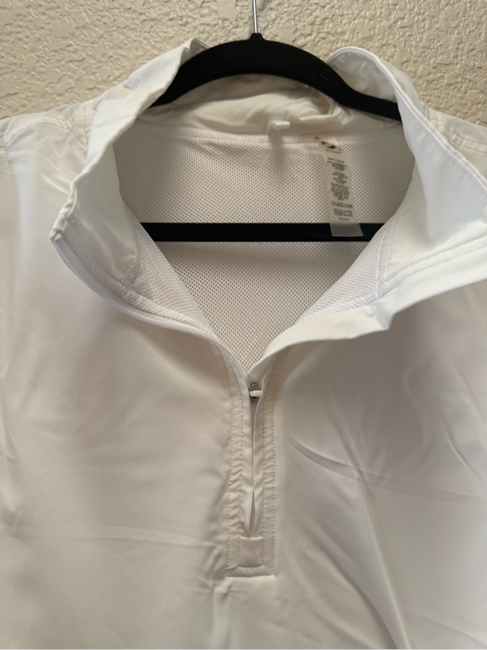 White Quarter-Zip Athletic Pullover